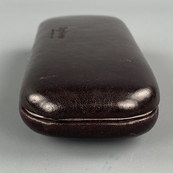 SAGEBROWN Dark Brown Leather Logo Embossed Eyewear Case - Picture 6 of 7